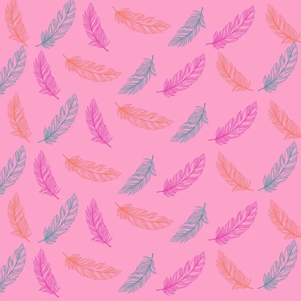 Blue Pink Orange Feathers Y2K Pattern — Stockfoto