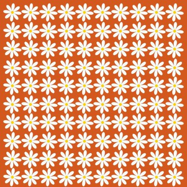 Retro White Flower Y2K Pattern with Autumn Brown Background