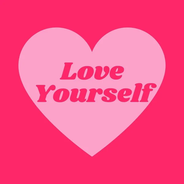 Love Yourself Zitat Rosa Herz Y2K — Stockfoto