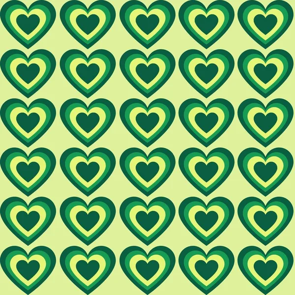 Kleines Grünes Hypnotisches Herz Y2K Muster — Stockfoto
