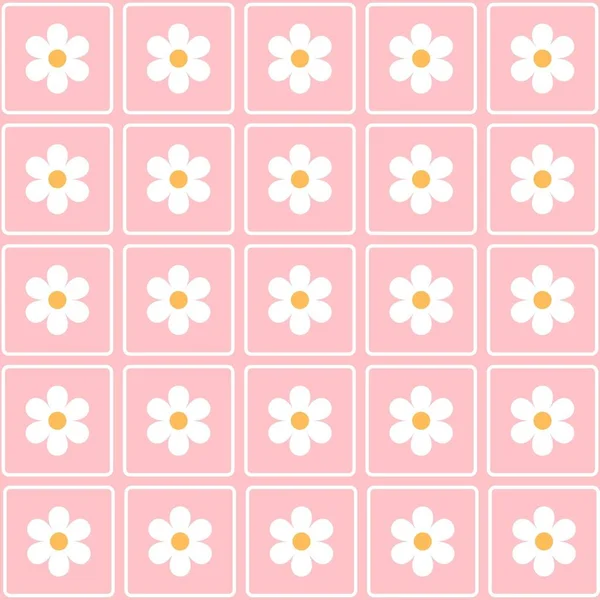 Рожевий Чек Плед Хіппі Квітка Візерунок — стокове фото