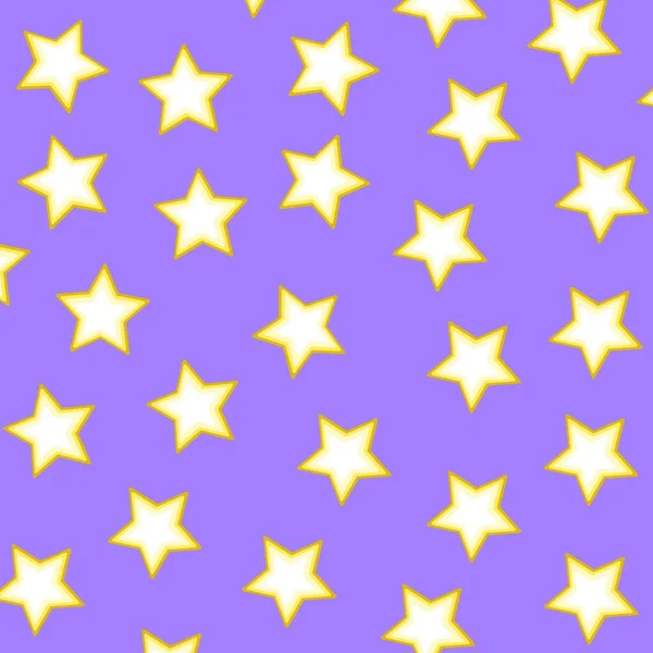 Modèle Étoiles Hypnotiques Jaunes Rétro Avec Fond Violet — Photo