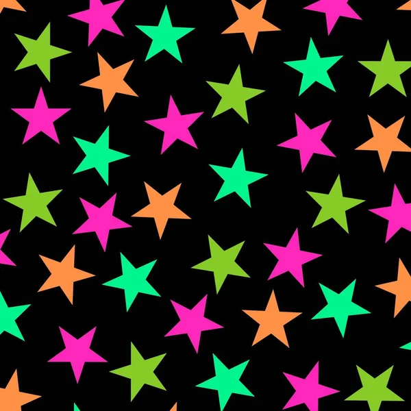 Kolorowe Gwiazdy Wzór Czarnym Tle — Zdjęcie stockowe