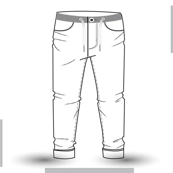 Plantilla Sketch Plano Moda Long Pant Para Hombre Pantalones Hombre — Archivo Imágenes Vectoriales