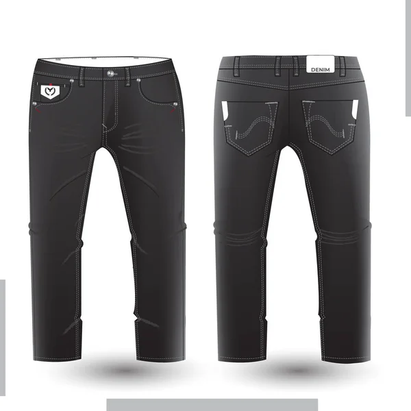 Plantilla Sketch Plano Moda Denim Long Pant Para Hombre Pantalones — Archivo Imágenes Vectoriales