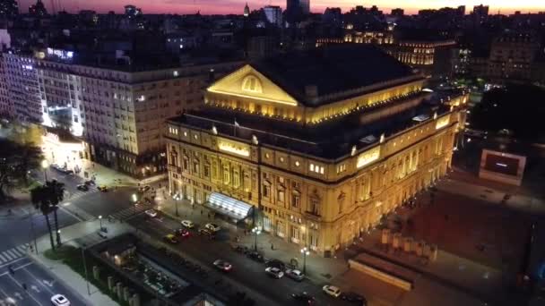 Teatro Opera Colon Pôr Sol Buenos Aires — Vídeo de Stock
