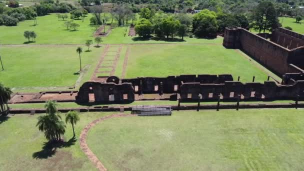 Tyłu Jezuickich Ruin Jesus Tavarangue Paragwaju — Wideo stockowe