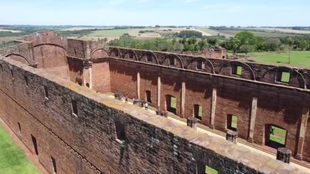 Drönare Sköt Över Ruinerna Jess Tavarangue Encarnacion Paraguay — Stockvideo