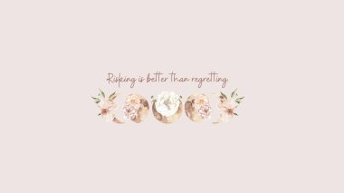 Beige and Brown Modern Watercolor Floral Illustration and Quote Desktop Wallpaper