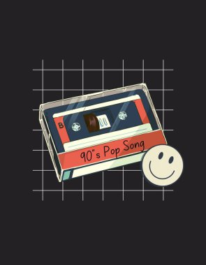 Black & Brown Cartoon Cassette 90's Songs T-Shirt
