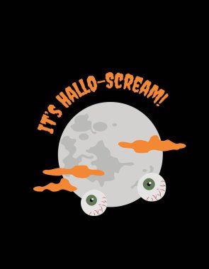 Black & Orange Halloween Monster Moon T-Shirt