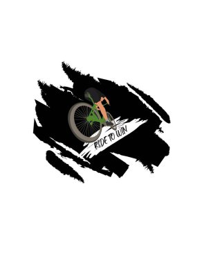 black white green brown ride to win bike bicycle t-shirt design concept dress cloth costume