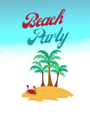 Blue and White Minimalist Beach Party T-Shirt