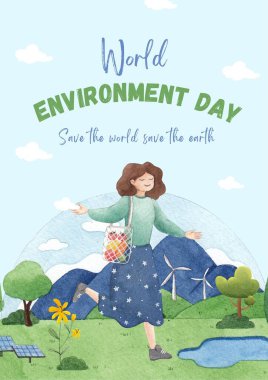 Blue World Environment Day Event Illustration Poster