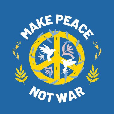 Blue Yellow Illustration Make Peace Not War Instagram Post
