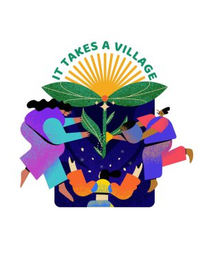 Colorful Illustration It Takes a Village Season Opener T-Shirt