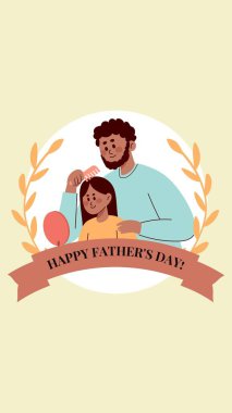 Cream and Dark Pink Modern Illustration Father's Day Instagram Story