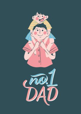 Happy Father's day Cute Illustrated Card with Dark Background