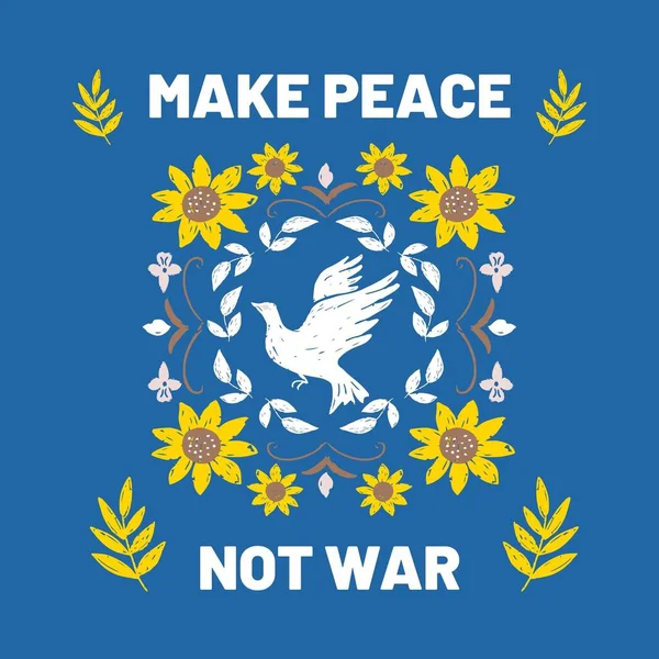 Blue Yellow Illustration Make Peace Not War Instagram Post