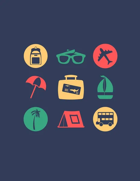 Colorful Icons Travel Illustration T-Shirt