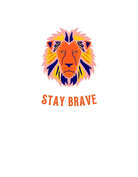 Colorful lion stay brave quote t-shirt