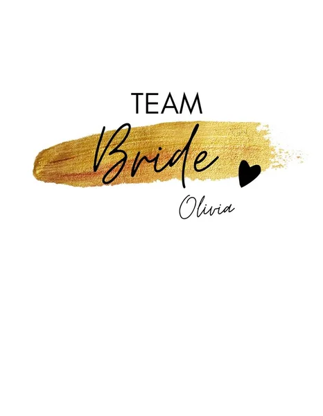 Gold and Black Modern Handwriting Team Bride T-Shirt