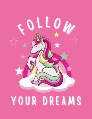 Pink Follow Your Dreams Unicorn T-shirt