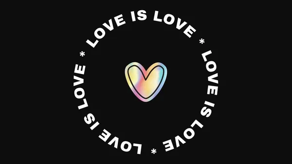 Holographic Heart Love Is Love Quote Desktop Wallpaper