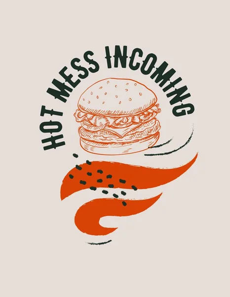 Hot Orange Burger Restaurant T-Shirt Design