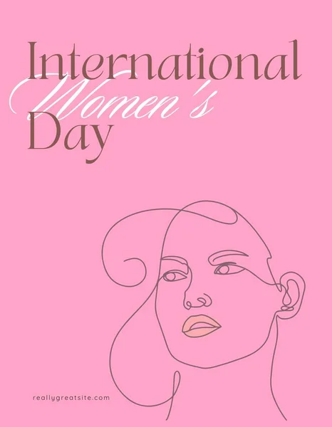 Pink White Illustration Happy International Women's Day - T shirt