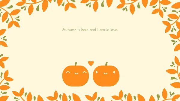 Cute Pumpkin Couple Fall Desktop Wallpaper