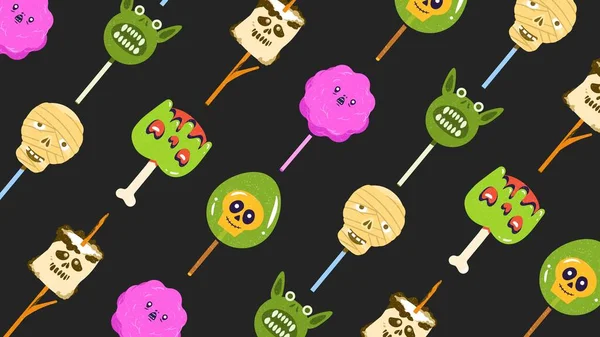 Green Playful Illustrative Halloween Desktop Wallpaper