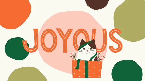 Orange and Green Patterns Holiday Cat Gift Desktop Wallpaper
