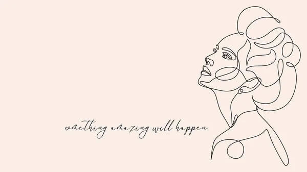 Pink Woman Line Art Motivational Desktop Wallpaper