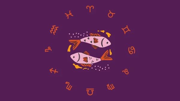 Purple Orange Pisces Astrology Desktop Wallpaper