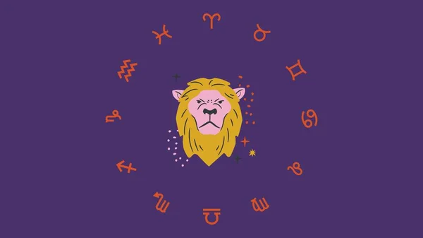 Purple Orange Leo Astrology Desktop Wallpaper