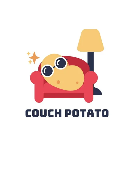 Red and Yellow Couch Potato TV Pop Culture T-Shirt