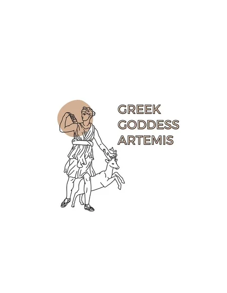 Retro Line ar greek goddess Artemis T-shirt