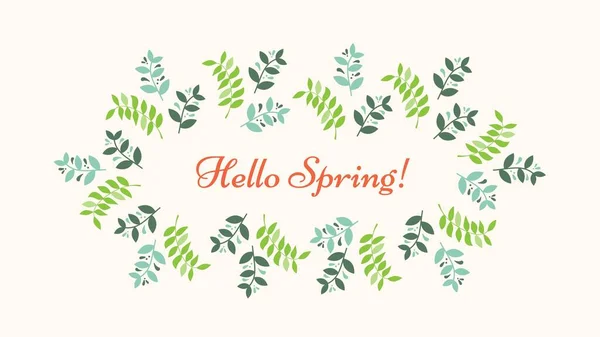 Illustrated Green Leaves Spring Wallpaper — Stock Photo, Image