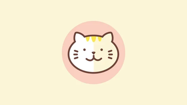 Beige Soft Brown Wallpaper Phone Cat Cute Illustration Minimalis Desktop — Stok Foto