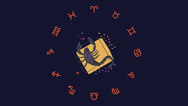 Black Orange Scorpio Astrology Desktop Wallpaper — 스톡 사진