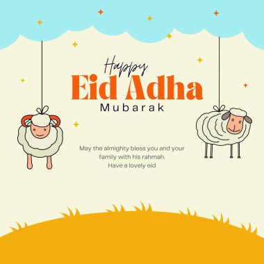 Mavi Sarı Bayram Adha Mübarek Instagram Postası