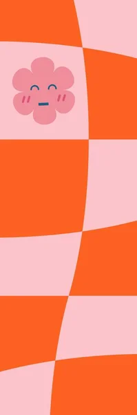 Rosa Röda Geometriska Vågiga Linjer Emoji Cool Bokmärke — Stockfoto
