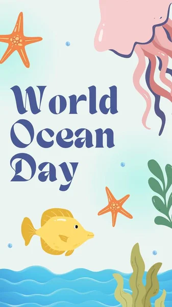Colorful Illustrative World Ocean Day Instagram Story