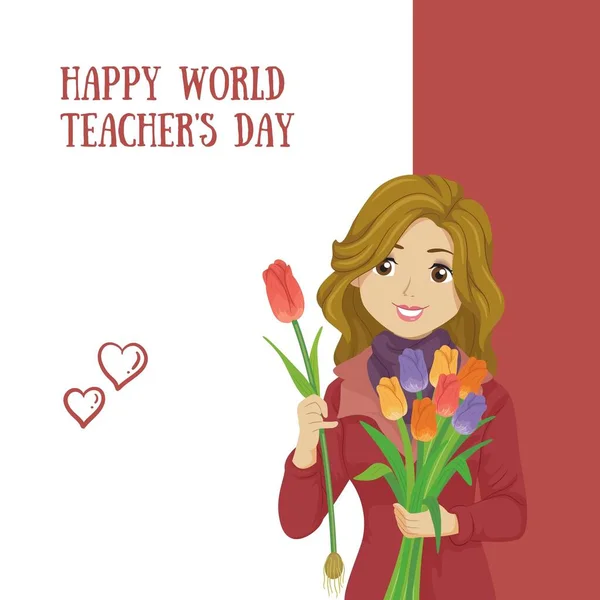 Red Illustrative Happy World Teacher\'s Day Instagram Post