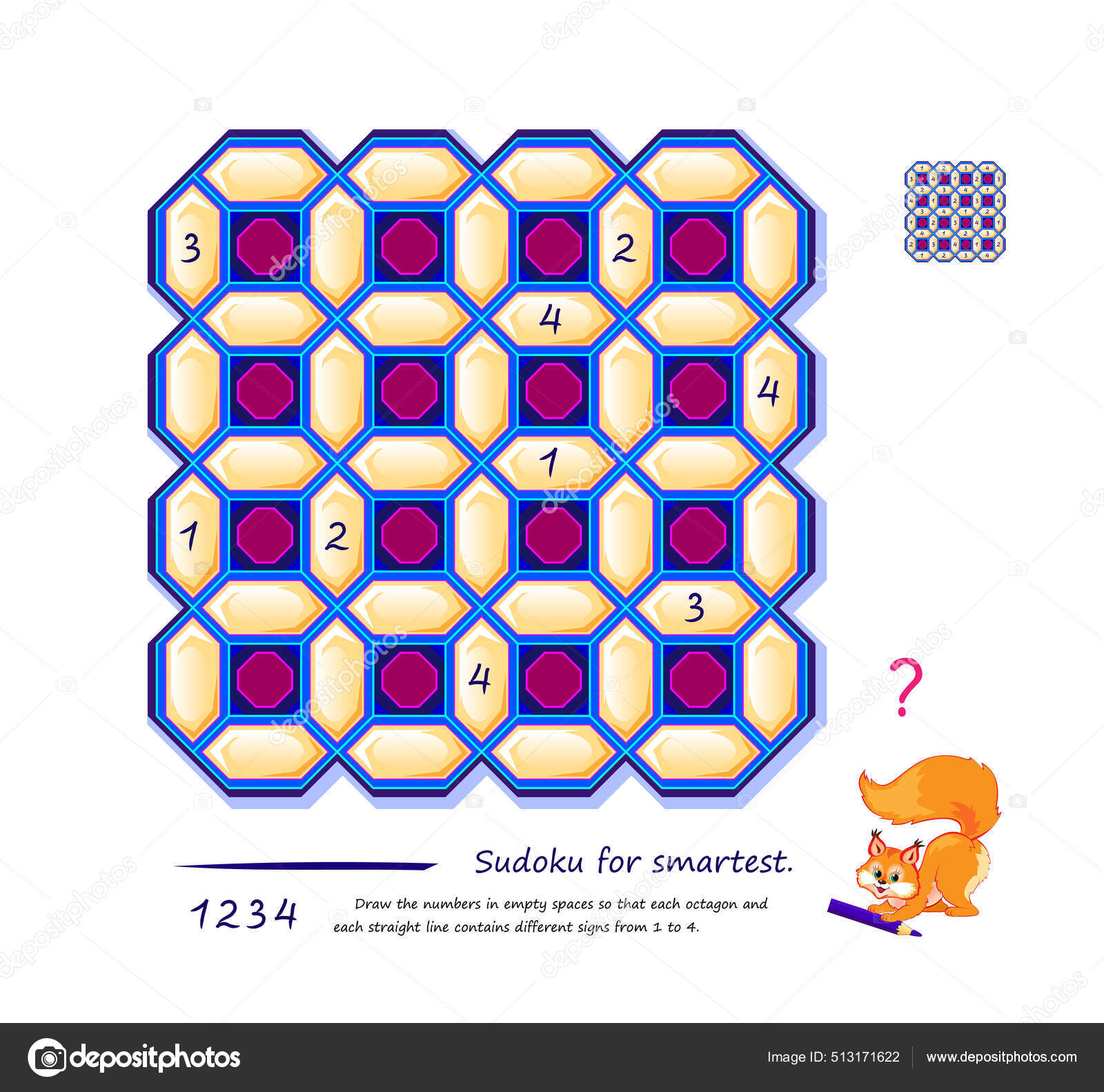 Logic Sudoku Jogo De Quebra-cabeça Para Mais Inteligente. Escreva