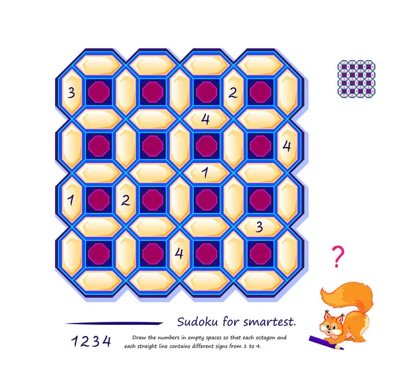 Jeu Puzzle Sudoku Logique Pour Intelligent Dessinez Les Nombres Dans — Image vectorielle