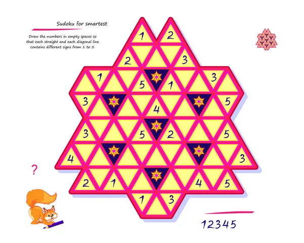 Logik Sudoku Puzzle Spiel Für Intelligenteste Zeichnen Sie Die Zahlen — Stockvektor