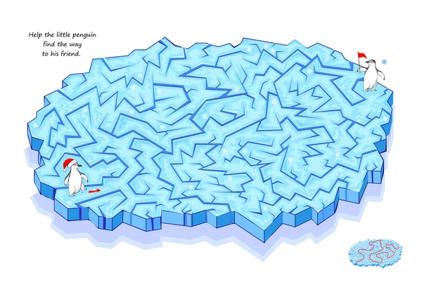 Logik Puzzle Mit Labyrinth Für Kinder Und Erwachsene Hilf Dem — Stockvektor