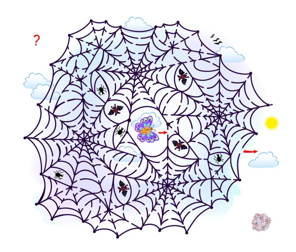Jeu Puzzle Logique Avec Labyrinthe Pour Enfants Adultes Aide Papillon — Image vectorielle